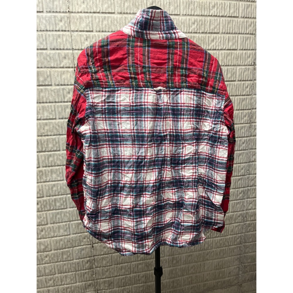 American Eagle Plaid Flannel Shirt Red White‎ Blue Button Up Long Sleeve Size M - Picture 2 of 3